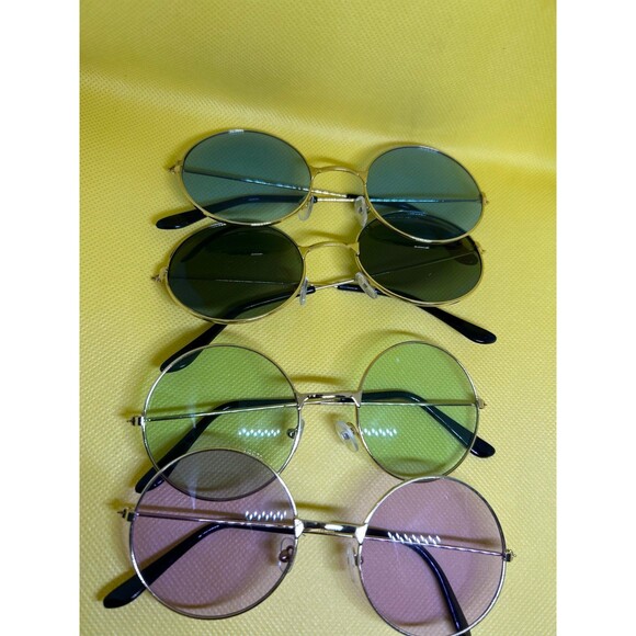 Green round glasses, John Lennon fashion circle retro hippie - Picture 2 of 3